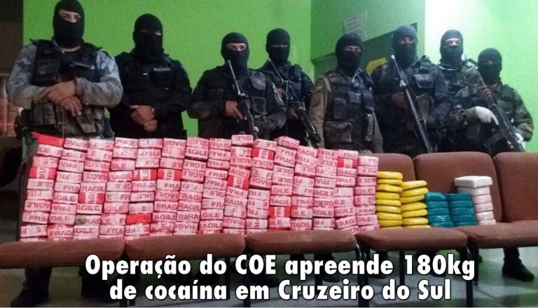 CRUZEIRO DO SUL: Operação do COE apreende 180 kg de cocaína no município