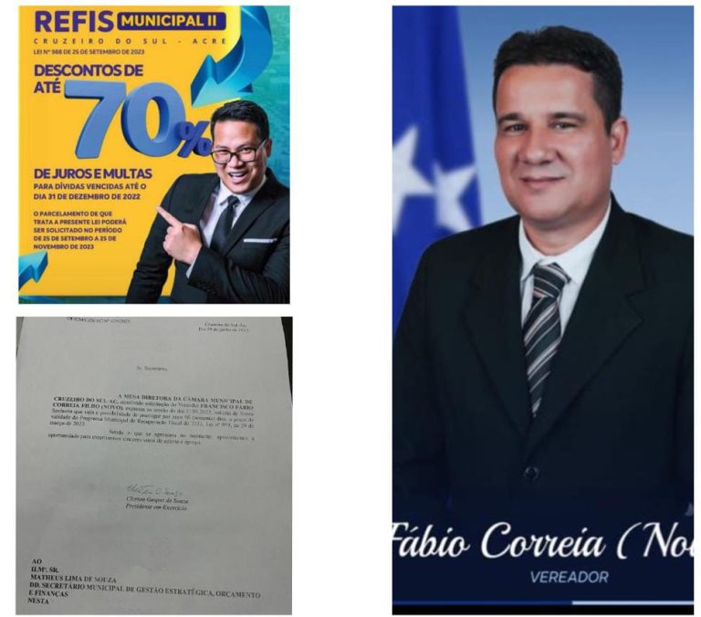 Prefeitura de Cruzeiro do Sul atende indicação do Vereador Novo e prorroga REFIS por mais 60 dias com 70% de descontos