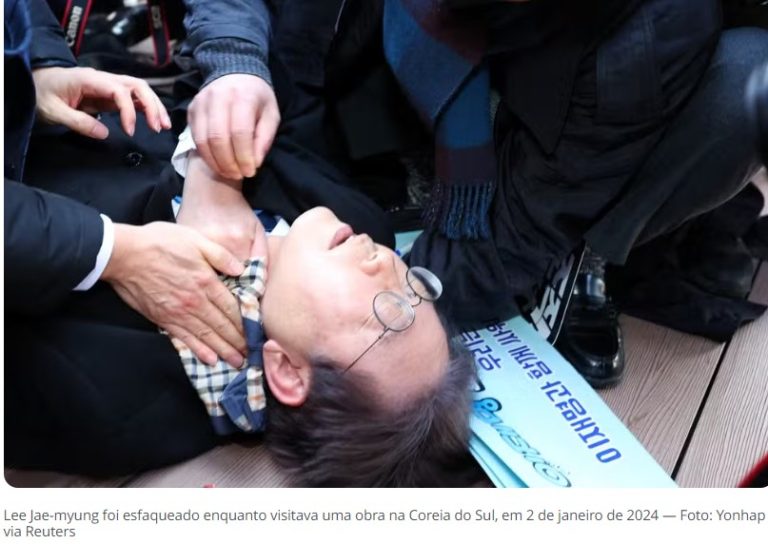 Líder da oposição na Coreia do Sul, Lee Jae-myung, é esfaqueado no pescoço