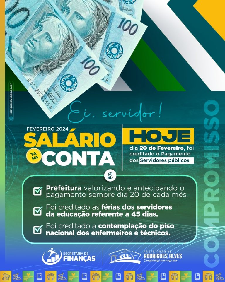 Prefeitura  de Rodrigues Alves paga férias  dos servidores  da Educação  do município  referente  a 45 dias  