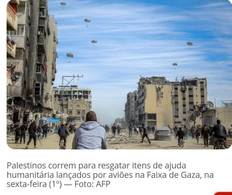 EUA fazem seu 1º lançamento aéreo de ajuda humanitária a Gaza, um dia após mortes em fila por comida