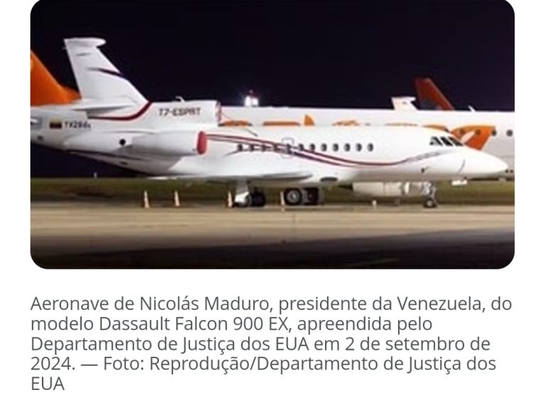 EUA apreendem avião presidencial da Venezuela usado por Nicolás Maduro