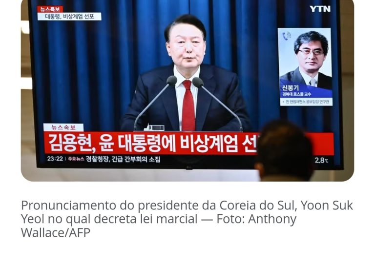 Presidente da Coreia do Sul decreta lei marcial; presidente fechou o Parlamento