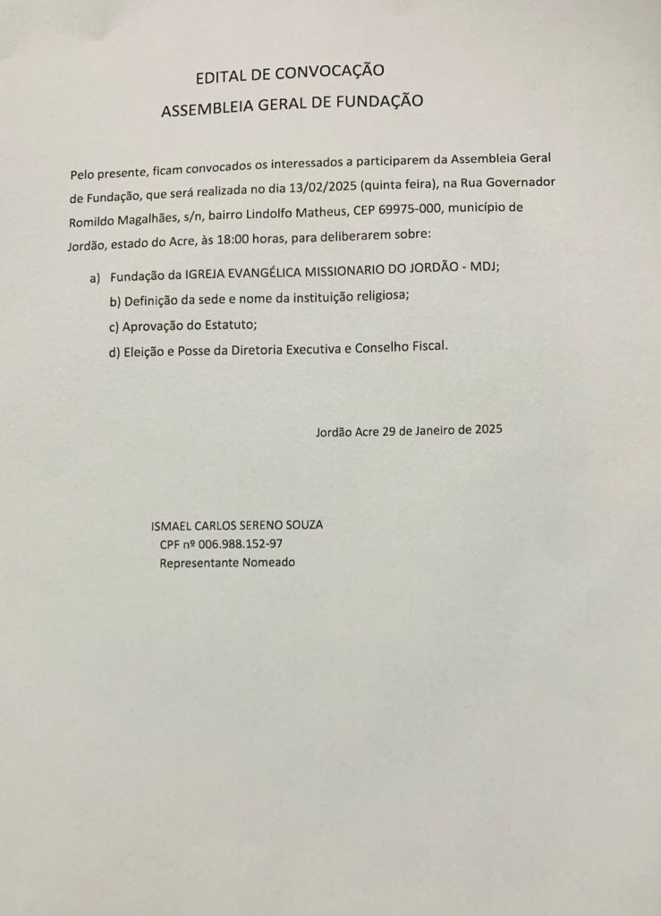 Edital de convocação de Assembleia Geral