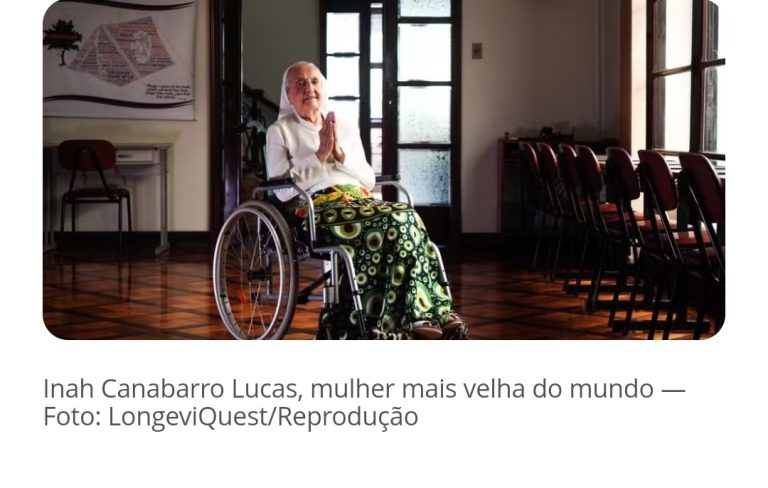 Brasileira se torna a pessoa mais velha do mundo, diz LongeviQuest