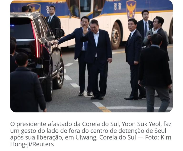 Presidente afastado da Coreia do Sul deixa a prisão após promotores desistirem de recorrer de decisão