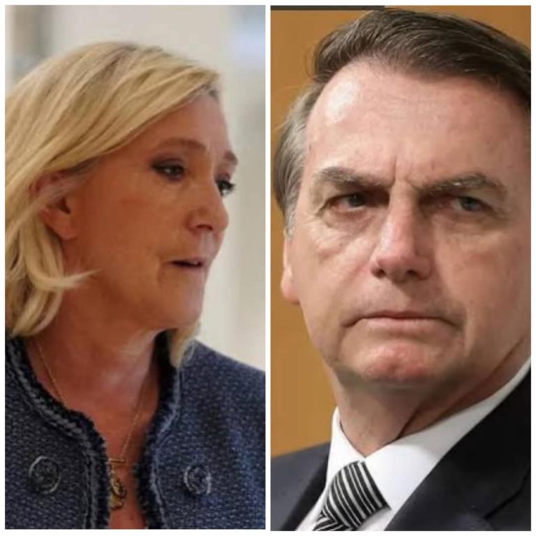 Bolsonaro ataca judiciário  francês  para defender Marine Le Pen da inelegibilidade por mau uso de recurso  do parlamento Europeu 