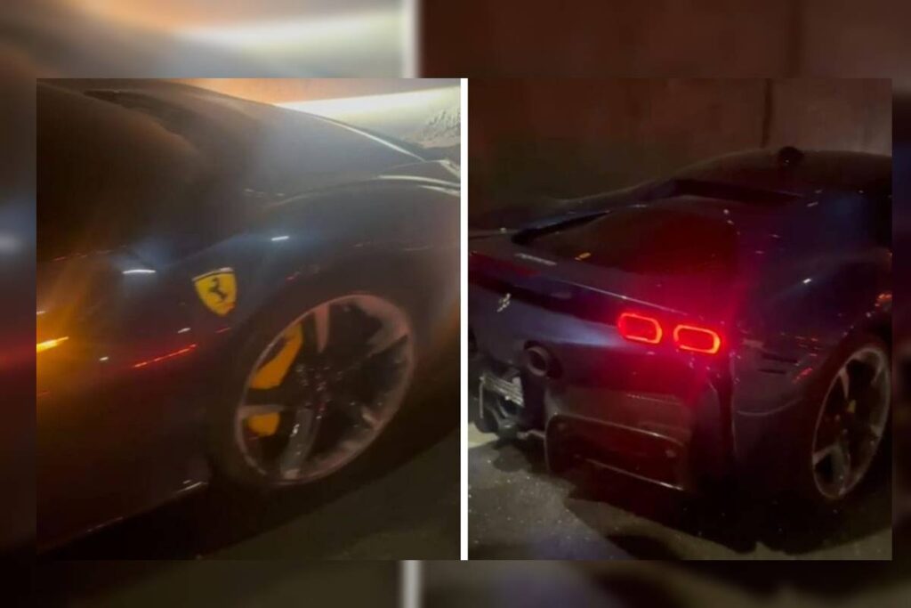 ferrari-de-r$-5-milhoes-provoca-acidente-na-br-101-e-fecha-tunel-em-sc