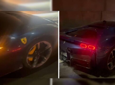 ferrari-de-r$-5-milhoes-provoca-acidente-na-br-101-e-fecha-tunel-em-sc