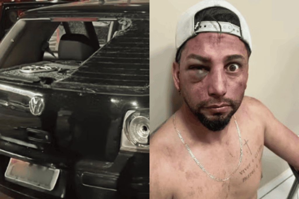 video:-homem-agride-motorista-e-destroi-carro-em-briga-de-transito