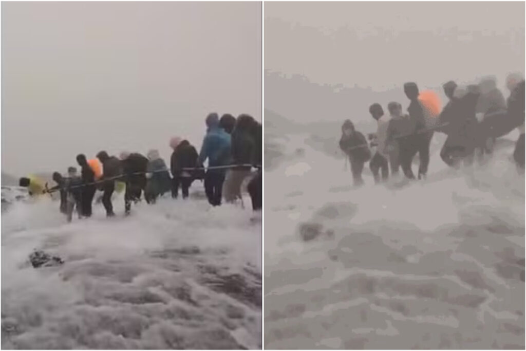 video:-alpinistas-enfrentam-trilha-sob-forte-correnteza-na-malasia