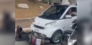 “ce-e-louco?”:-motorista-e-flagrado-arrastando-moto-com-o-carro-em-sp