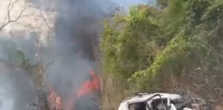 video:-caminhao-bate-em-carro-na-br-040,-pega-fogo,-e-mulher-morre