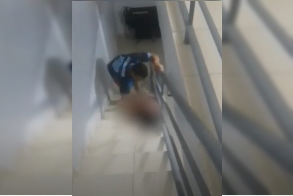 “vou-te-matar”:-homem-agride-companheira-em-escada-de-predio;-video