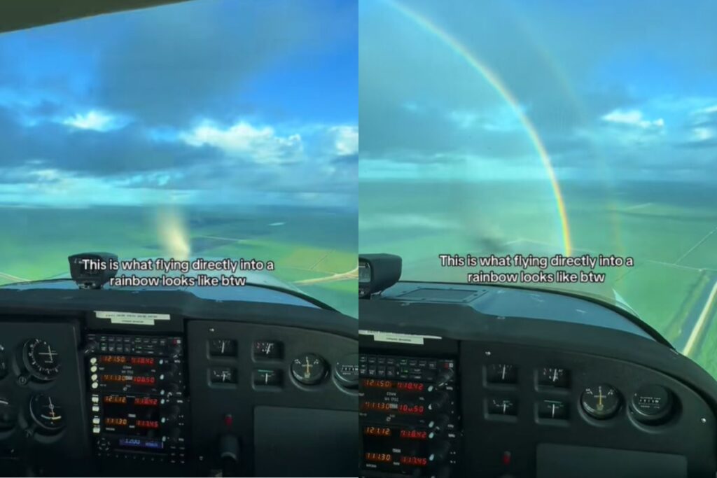 video:-em-busca-do-pote-de-ouro?-piloto-voa-em-direcao-a-arco-iris
