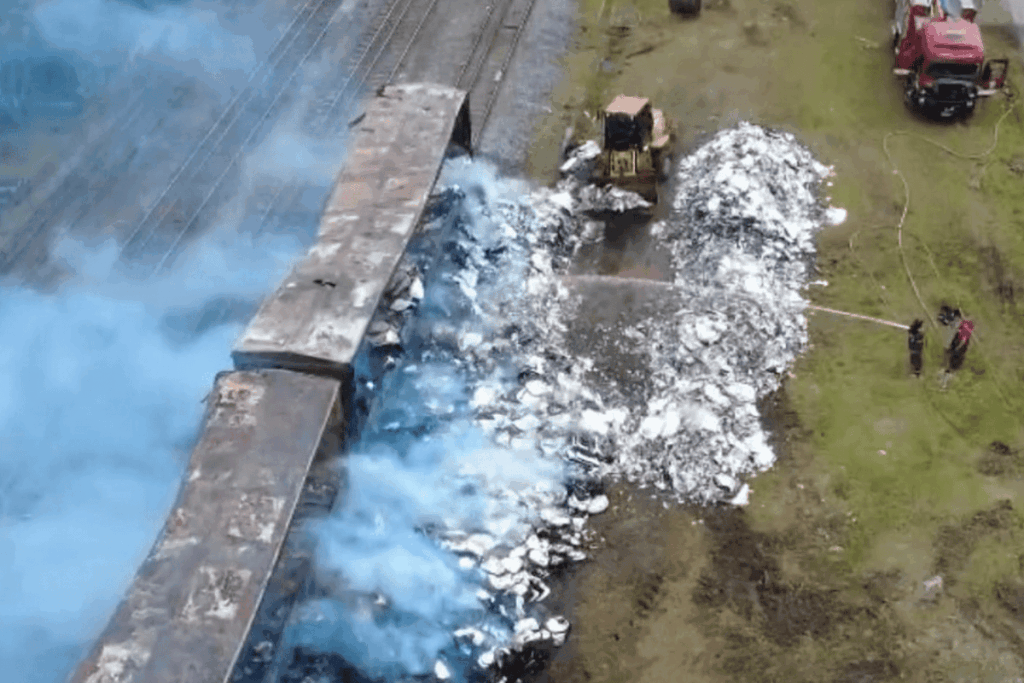 sp:-incendio-destroi-vagoes-de-trem-carregado-com-celulose-no-litoral