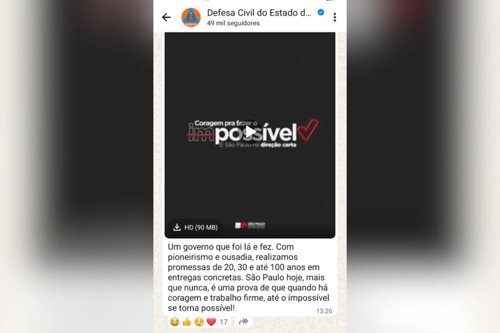 gestao-tarcisio-usa-canal-da-defesa-civil-de-sp-para-fazer-propaganda