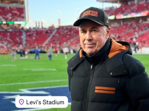 de-ferias,-carlo-ancelotti-curte-jogo-da-nfl-nos-estados-unidos