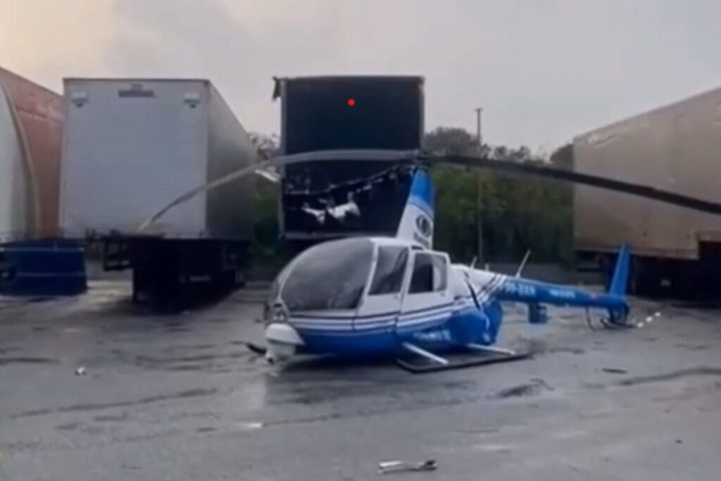 veja-como-ficou-helicoptero-da-tv-band-apos-pouso-forcado-na-grande-sp