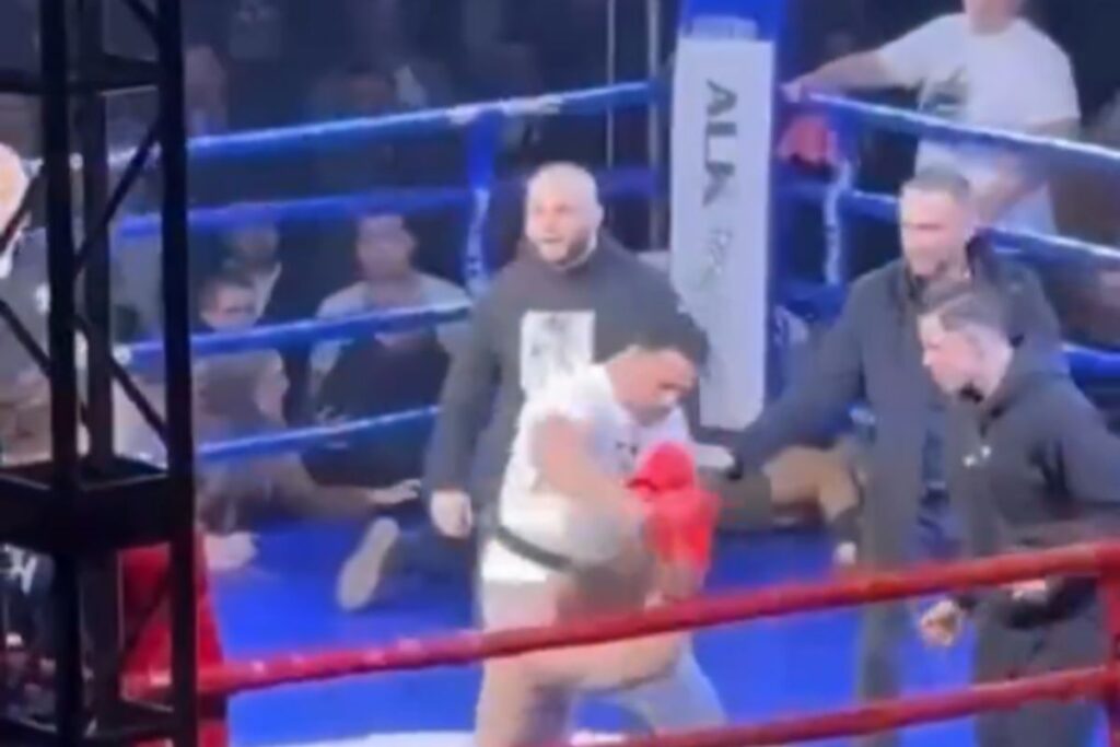 luta-de-kickboxe-termina-em-pancadaria-generalizada-na-servia;-veja