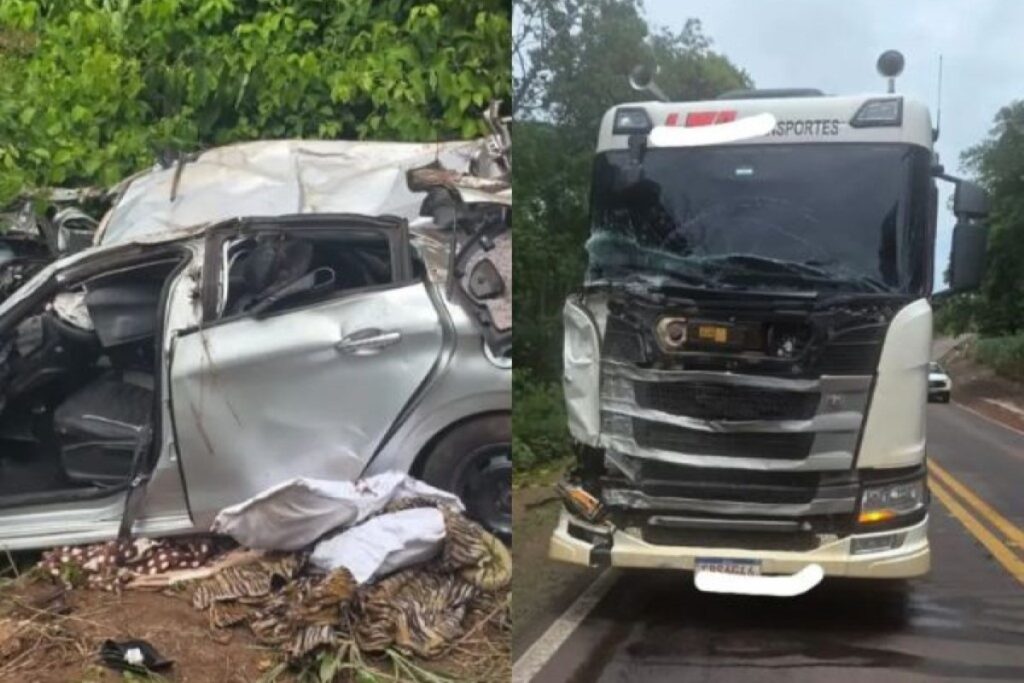 mt:-batida-entre-carro-e-carreta-deixa-quatro-mortos-da-mesma-familia