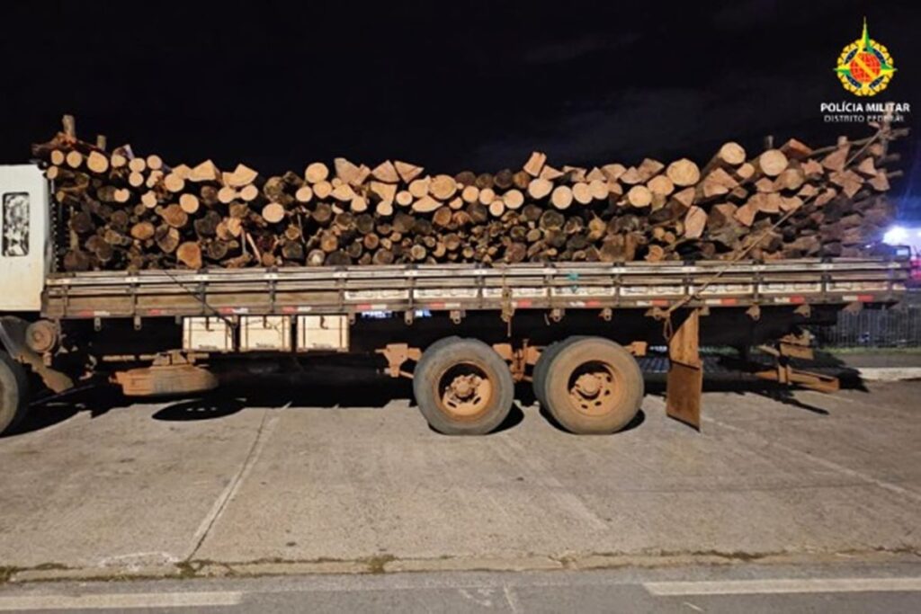 crime-ambiental:-pm-flagra-transporte-ilegal-de-madeira-em-area-do-df