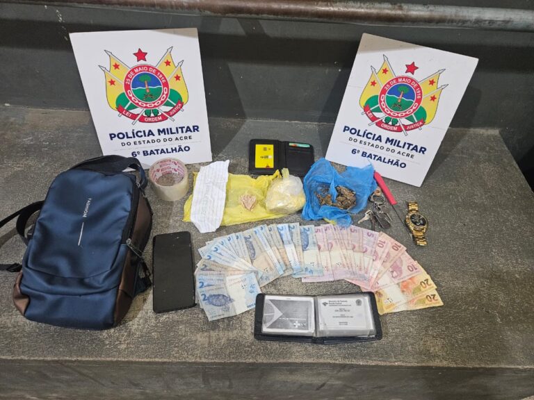 Em Cruzeiro do Sul, PM prende dois homens e apreende drogas durante operação no bairro do Telégrafo