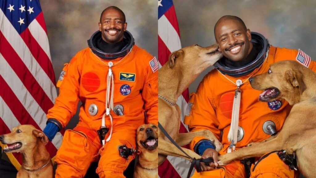 astronauta-posa-com-seus-caes-para-foto-oficial-da-nasa-e-encanta-web