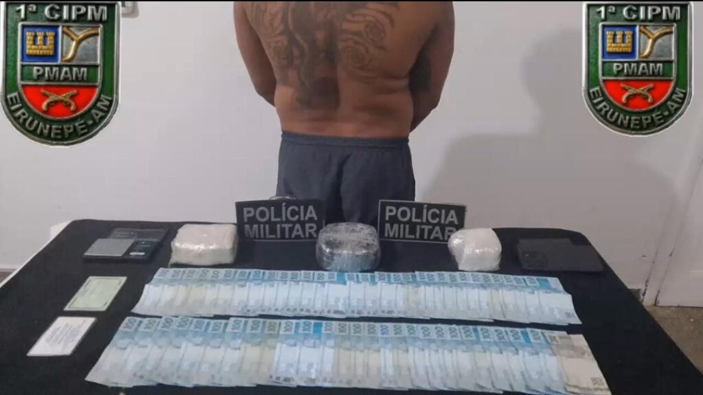 Polícia Militar apreende 2 kg de pasta base de cocaína e R$ 5.800 em Eirunepé