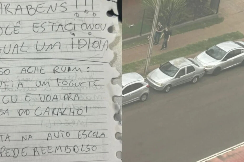 bilhete-em-carro-detona-motorista:-“parabens,-estacionou-como-idiota”