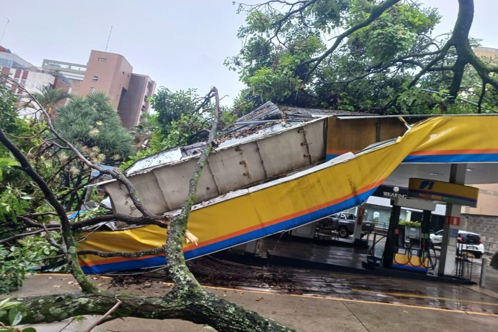 chuva-forte:-arvore-destroi-estrutura-de-posto-e-atinge-carro-em-bh