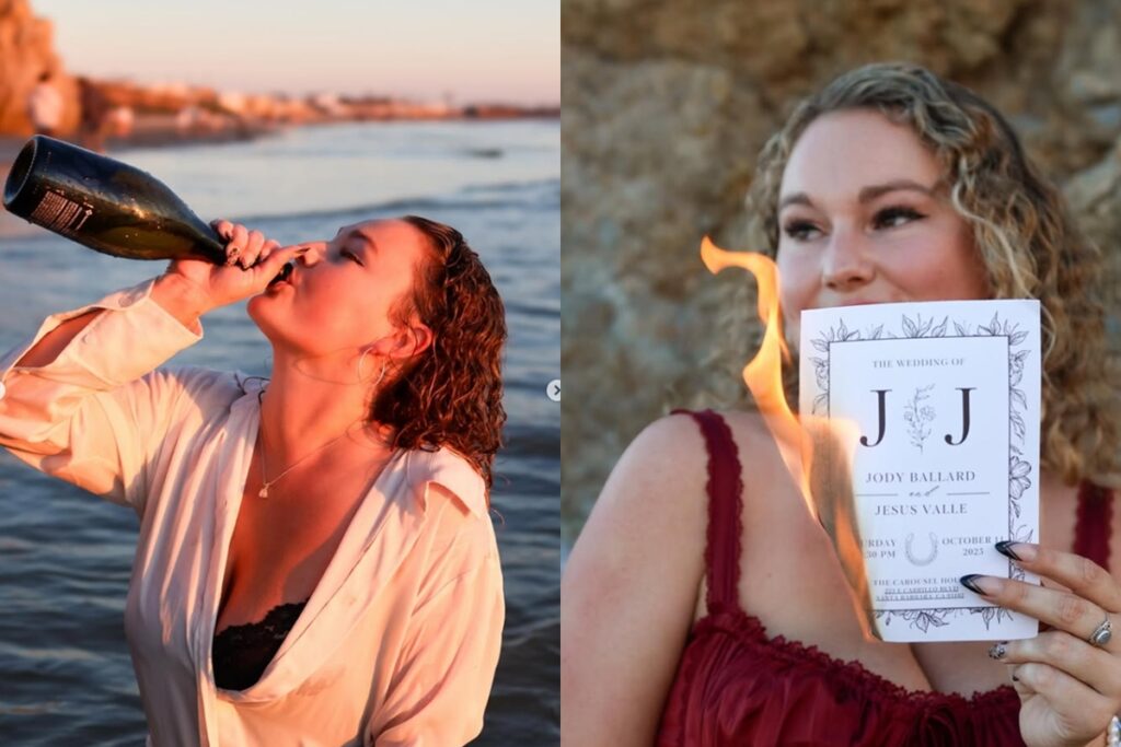 mulher-queima-convite-e-pisa-em-bolo-apos-anulacao-de-casamento