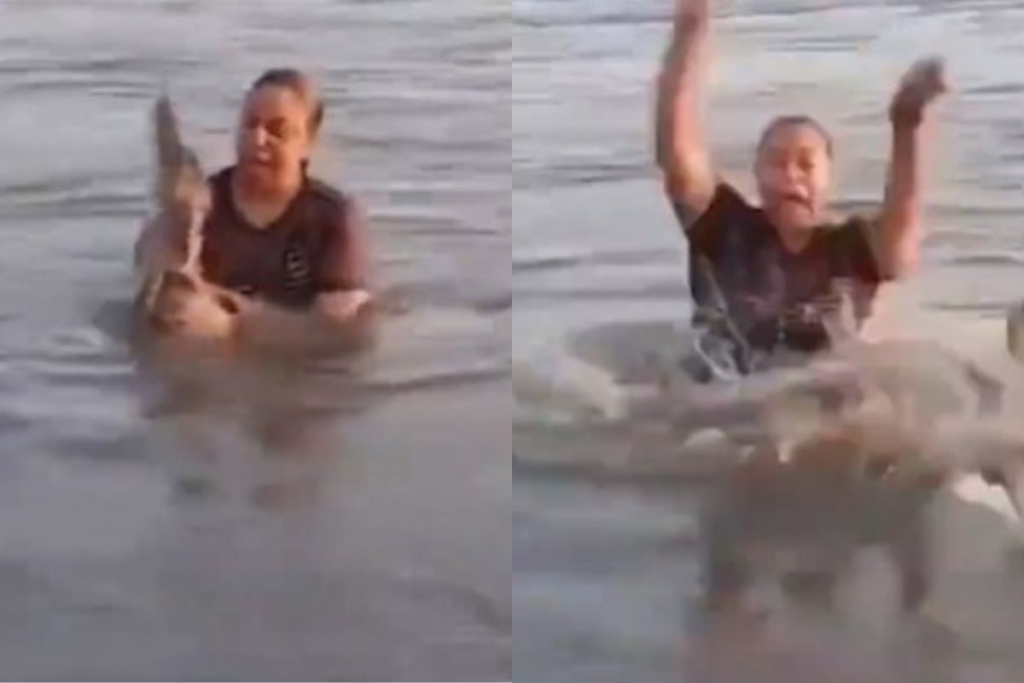 video:-mulher-segura-“tronco”-em-lagoa-e-percebe-que-era-jacare