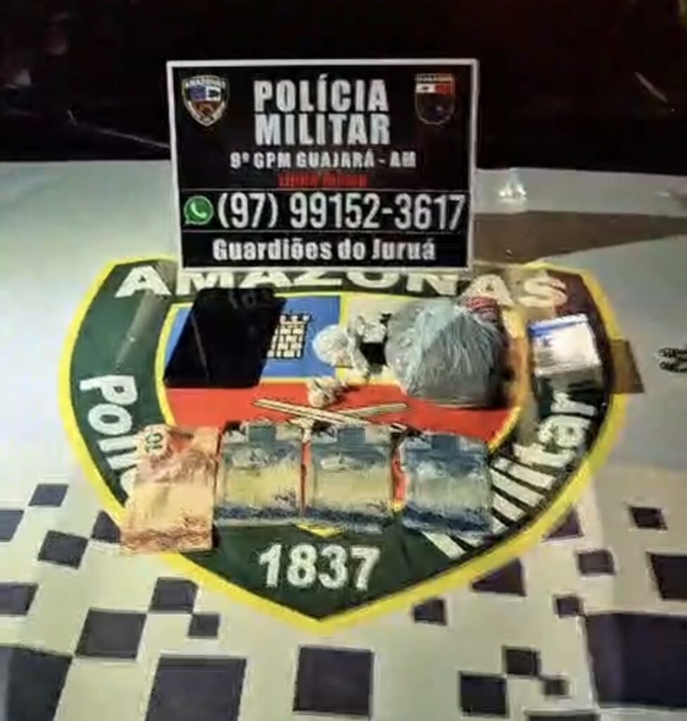 Ação rápida da Polícia Militar resulta em apreensão de drogas e duas detenções em Guajará (AM)