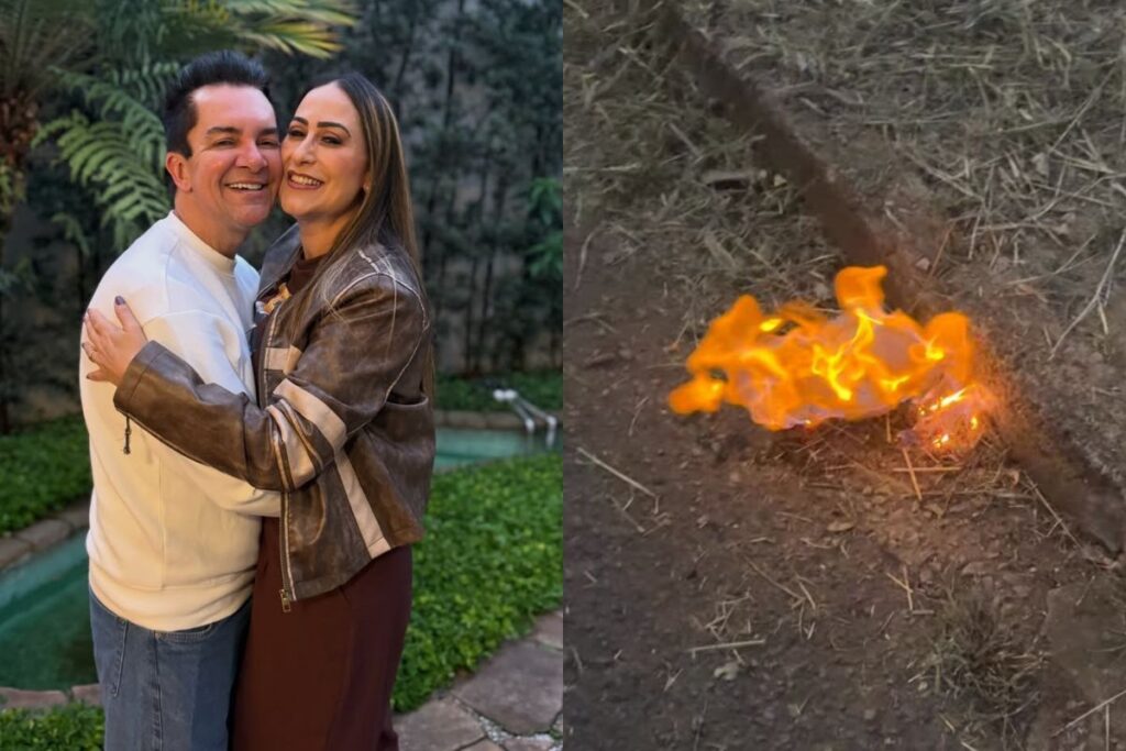 esposa-de-regis-danese-aparece-queimando-labubu-apos-incendio-em-casa