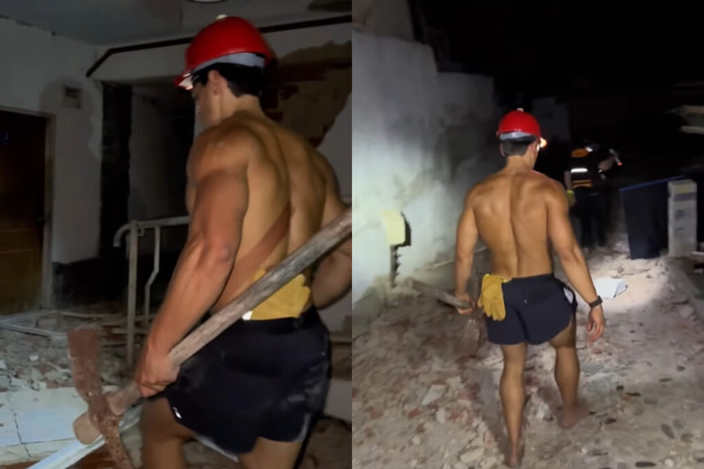 influencer-gera-revolta-ao-posar-sem-camisa-em-escombros-na-venezuela