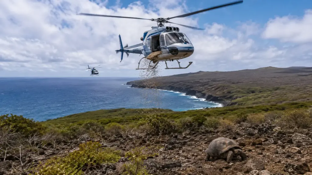 Ilha da América Latina se cansa dos ratos e parte para helicópteros guiados por GPS como carta na manga para espalhar iscas em 17 mil hectares após 12 anos de planejamento em operação que mobilizou moradores e cientistas Ilha da América Latina se cansa dos ratos e parte para helicópteros guiados por GPS como carta na manga para espalhar iscas em 17 mil hectares após 12 anos de planejamento em operação que mobilizou moradores e cientistas
