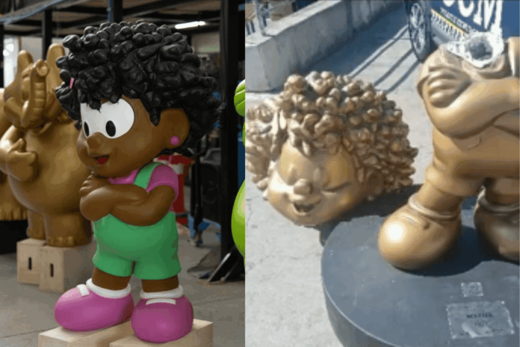 Estátua de Milena, personagem negra da Turma da Mônica, é vandalizada estatua-de-milena,-personagem-negra-da-turma-da-monica,-e-vandalizada