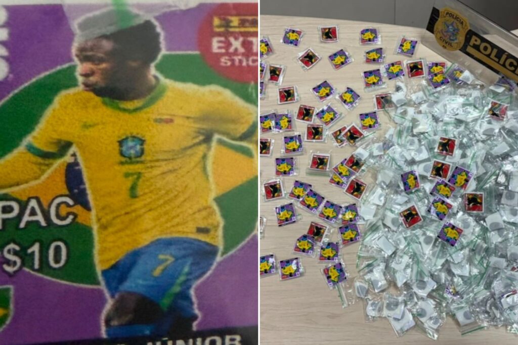 Drogas com figurinhas de Vini Jr. são apreendidas em operação no ES drogas-com-figurinhas-de-vini-jr.-sao-apreendidas-em-operacao-no-es