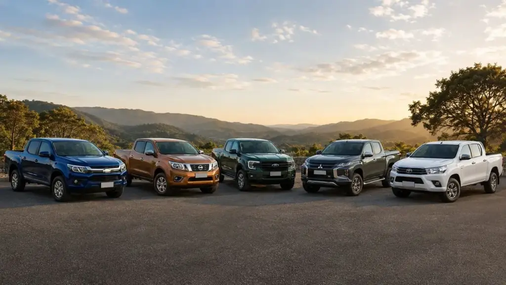 5 picapes usadas a diesel de até R$ 150 mil para trabalho pesado em 2026: S10 e Frontier 2023 levam cerca de uma tonelada, Ranger oferece caçamba de 1.180 litros, L200 custa R$ 124 mil e Hilux exige aceitar um modelo sete anos mais antigo