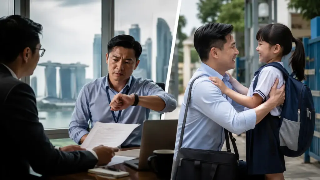Trabalhador em Singapura pode pedir para entrar mais cedo, sair antes para buscar o filho e empresa precisa explicar por escrito quando negar a mudança Trabalhador em Singapura pode pedir para entrar mais cedo, sair antes para buscar o filho e empresa precisa explicar por escrito quando negar a mudança