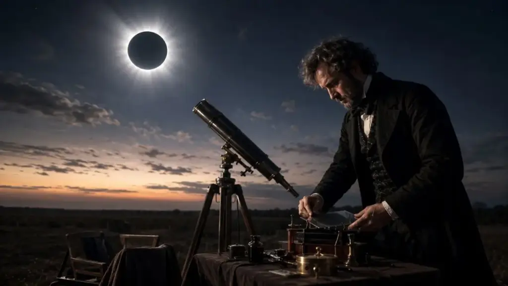 A primeira fotografia nítida de um eclipse solar total foi feita há 175 anos por um homem quase esquecido pela história: registrada durante uma exposição de 84 segundos, a imagem revelou a tênue coroa do Sol e abriu caminho para estudos que hoje ajudam a entender tempestades solares e danos a satélites