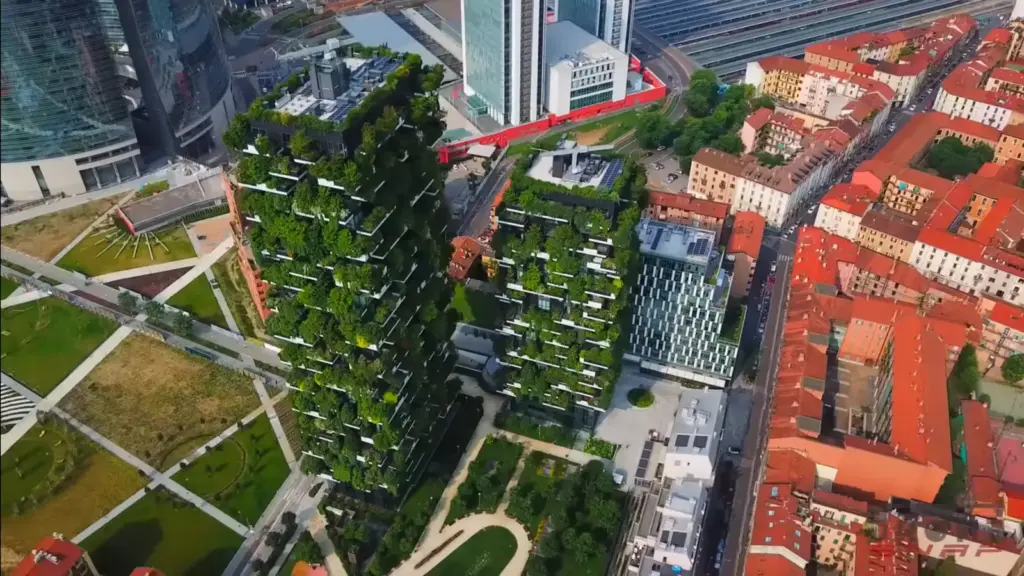 Duas torres em Milão viram uma floresta no céu com quase mil árvores, 20 mil plantas e jardins espalhados pelos andares em cenário que parece filme Duas torres em Milão viram uma floresta no céu com quase mil árvores, 20 mil plantas e jardins espalhados pelos andares em cenário que parece filme