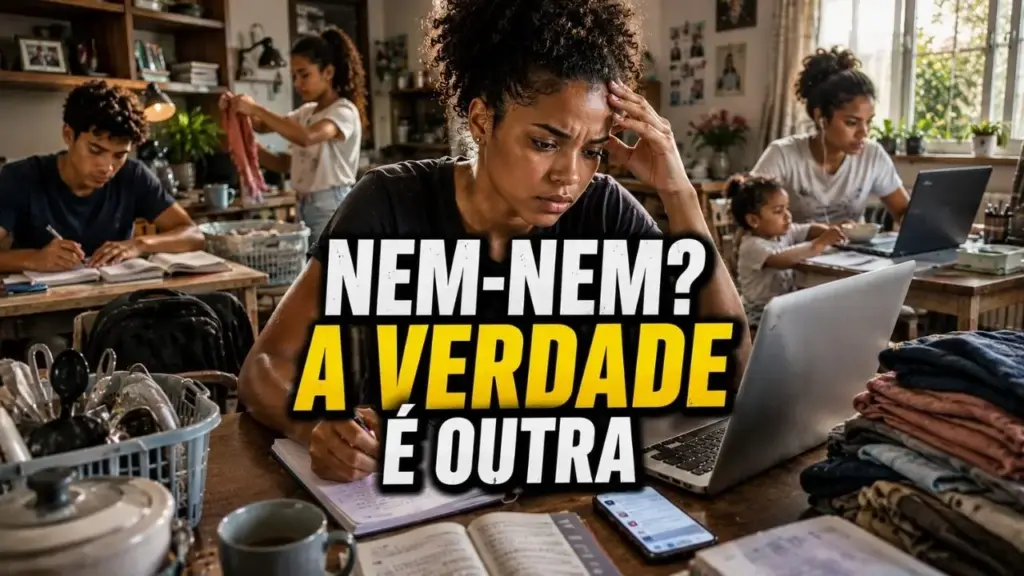Chamados durante anos de geração “nem-nem”, jovens brasileiros aparecem em novo levantamento da Fiocruz como uma geração sobrecarregada: apenas 2% não estudam, trabalham ou cuidam de alguém, enquanto 82,5% realizam tarefas domésticas e de cuidado e mulheres negras enfrentam as jornadas mais extensas