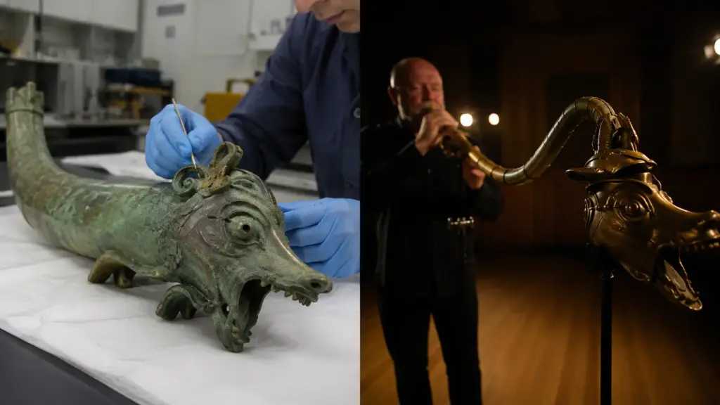 Trombeta celta com cabeça de animal volta a soar após 2.000 anos e revela mistério musical da Idade do Ferro