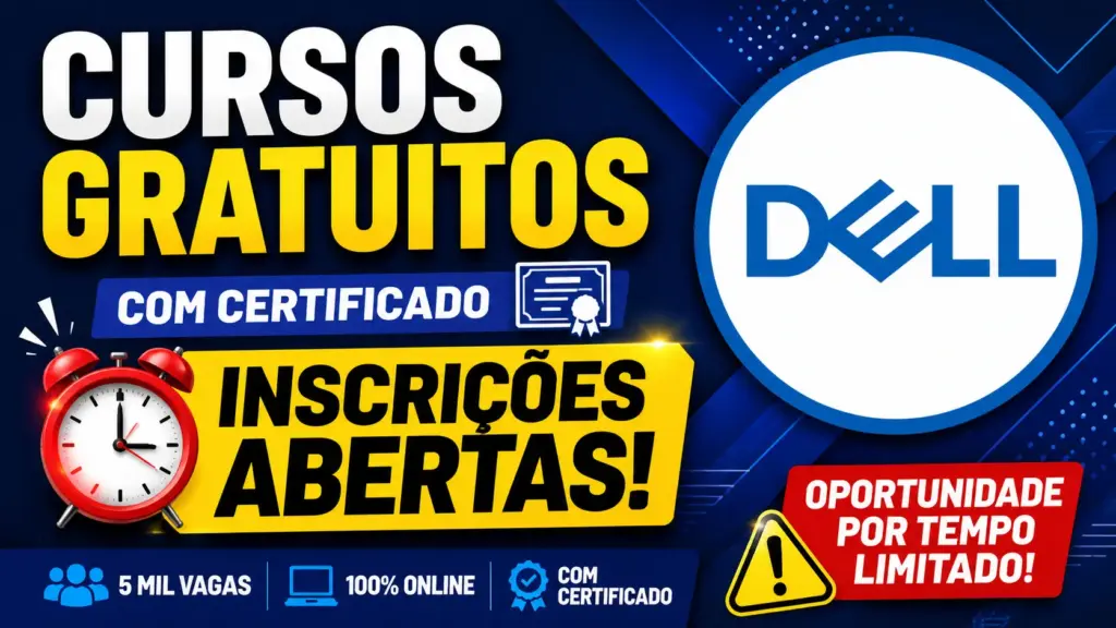Dell surpreende ao liberar 5 mil vagas gratuitas em cursos de Inteligência Artificial, Python e Machine Learning com certificado, formação online e inscrições nacionais, ampliando o acesso às profissões mais disputadas da economia digital em 2026 Dell surpreende ao liberar 5 mil vagas gratuitas em cursos de Inteligência Artificial, Python e Machine Learning com certificado, formação online e inscrições nacionais, ampliando o acesso às profissões mais disputadas da economia digital em 2026