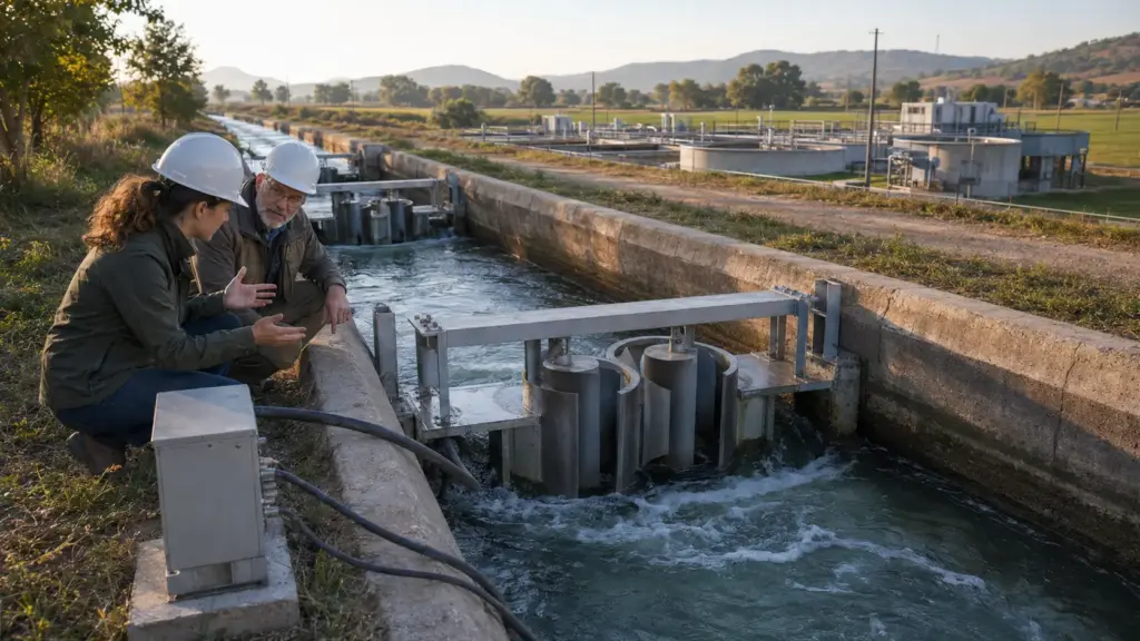 Engenheira americana e professor alemão fizeram uma pergunta diferente: por que construir barragens gigantes se milhares de canais já carregam água todos os dias? A resposta virou um sistema modular que acelera o fluxo, movimenta turbinas verticais e gera energia limpa perto dos locais de consumo