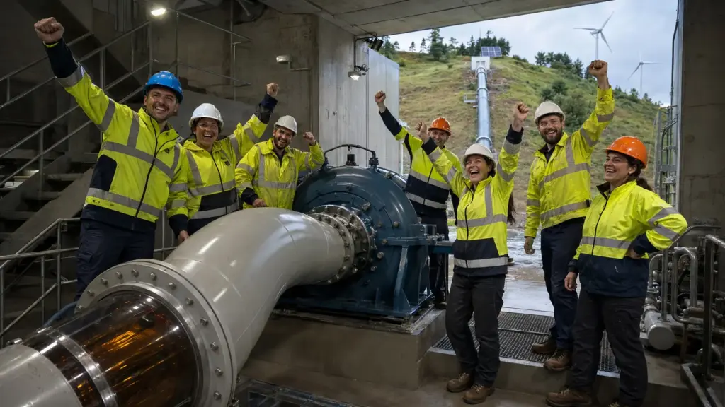 Por fora, apenas uma colina suave; por dentro, uma bateria hidrelétrica de 500 kW: engenheiros enterram sistema, substituem água por fluido mineral 2,5 vezes mais denso e encontram uma forma surpreendente de armazenar excedentes solares e eólicos sem depender de montanhas elevadas ou barragens gigantes