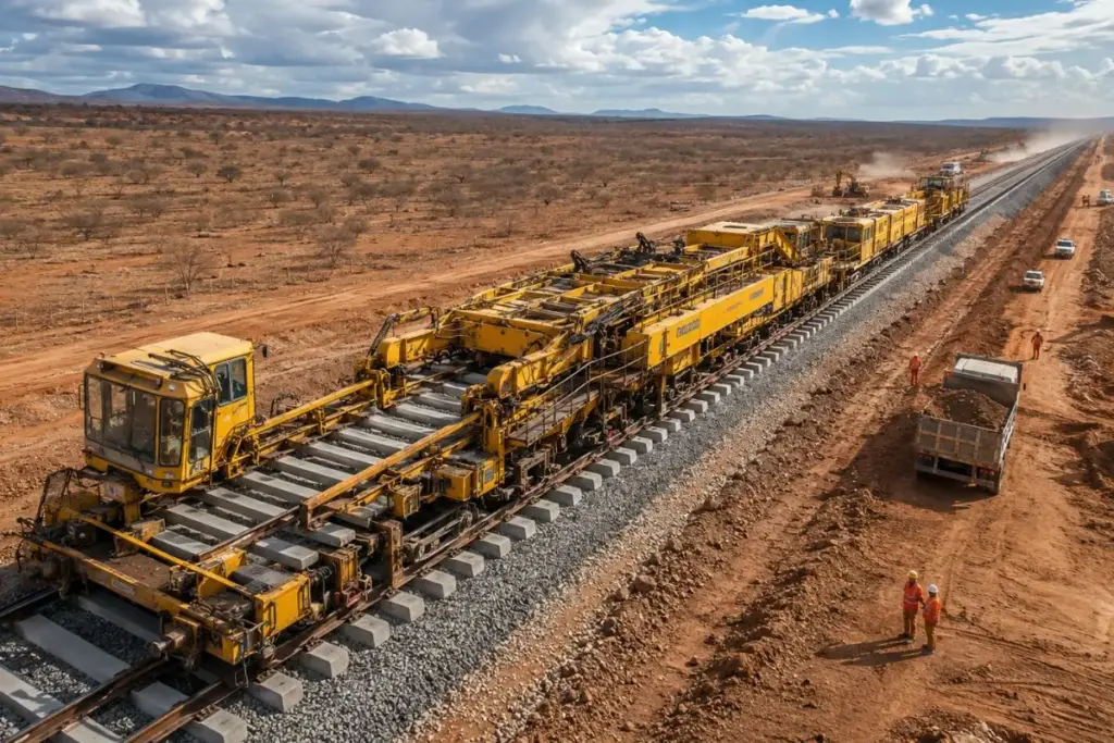 Depois de 20 anos de obra emperrada no sertão, 5.500 trabalhadores e mais de 400 máquinas assentaram dormente e trilho até fechar de uma vez 101 quilômetros de ferrovia entre Acopiara e Quixeramobim, no Ceará