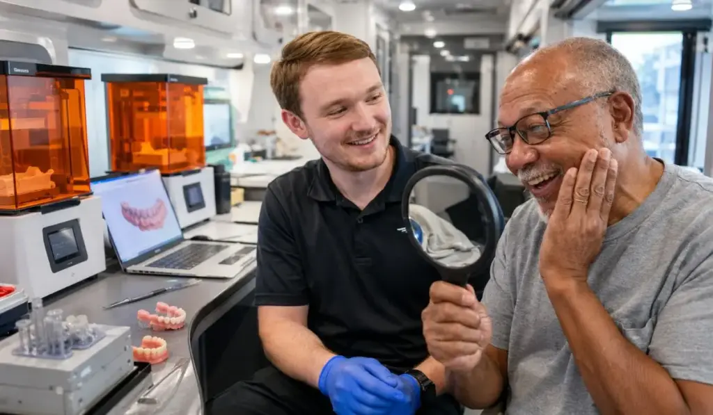 Aos 22 anos, universitário aprendeu sozinho odontologia digital e impressão 3D partindo praticamente do zero, conquistou duas impressoras por editais e passou os fins de semana em um laboratório móvel para fabricar dentaduras gratuitas, reduzir uma espera de três meses a poucas horas e ver homens adultos chorarem ao recuperar o sorriso diante do espelho